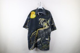 Vintage 90s Streetwear Mens Medium Chinese Tiger All Over Print Button S... - £46.67 GBP
