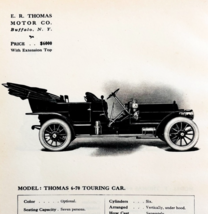 1908 ER Thomas Model 6-70 Buffalo Print Catalog Advertisement Automobili... - $29.99