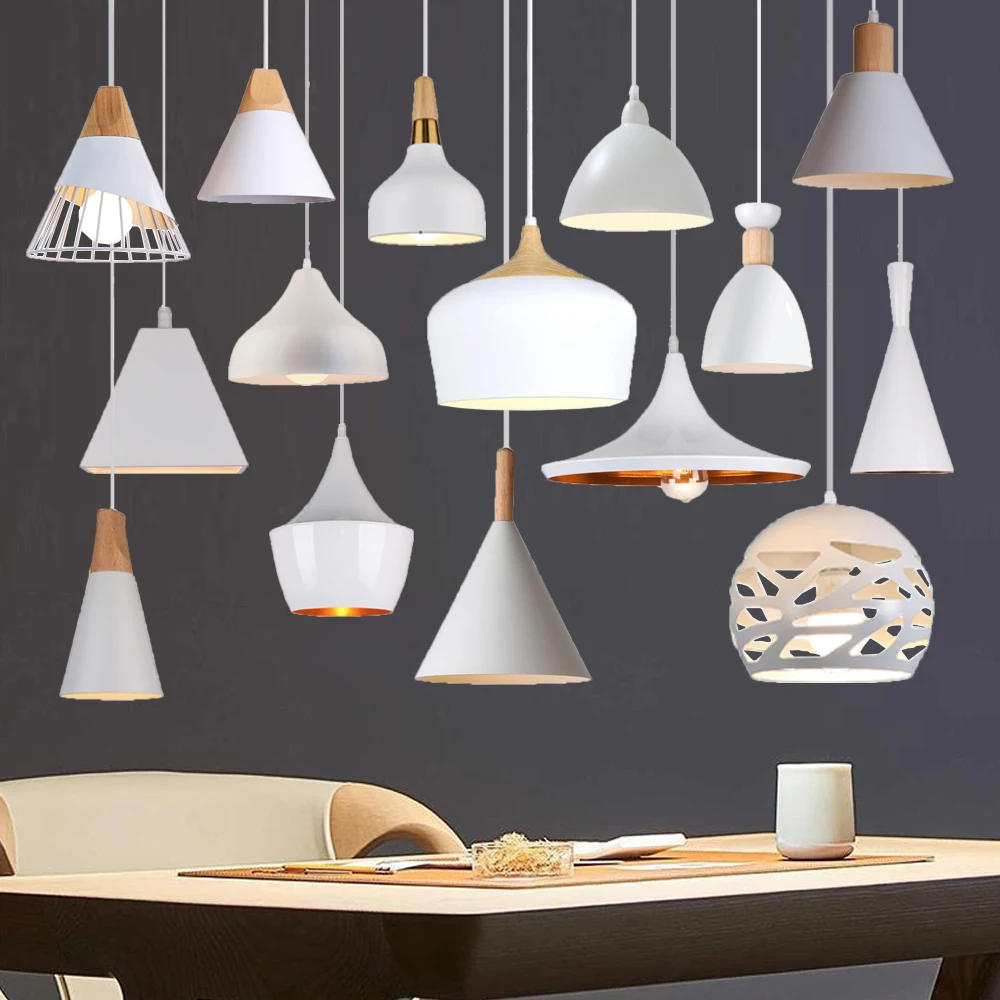 Nordic Industrial LED E27 Pendant Light Modern White Hanging Lamp Home - $15.41+