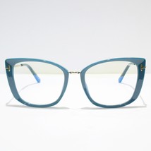 Tom Ford TF5816-B 089 Eyeglasses Women&#39;s Teal + Gold Square Blue-Blockin... - $264.20 CAD