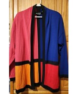 Vintage Paul Harris Design Ladies Sweater In Orange Blue Red Rose Black ... - $22.87 CAD