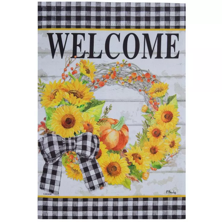 Welcome Sunflower Wreath Fall Garden Flag- 2 Sided, 12.5&quot; x 18&quot; - £7.10 GBP
