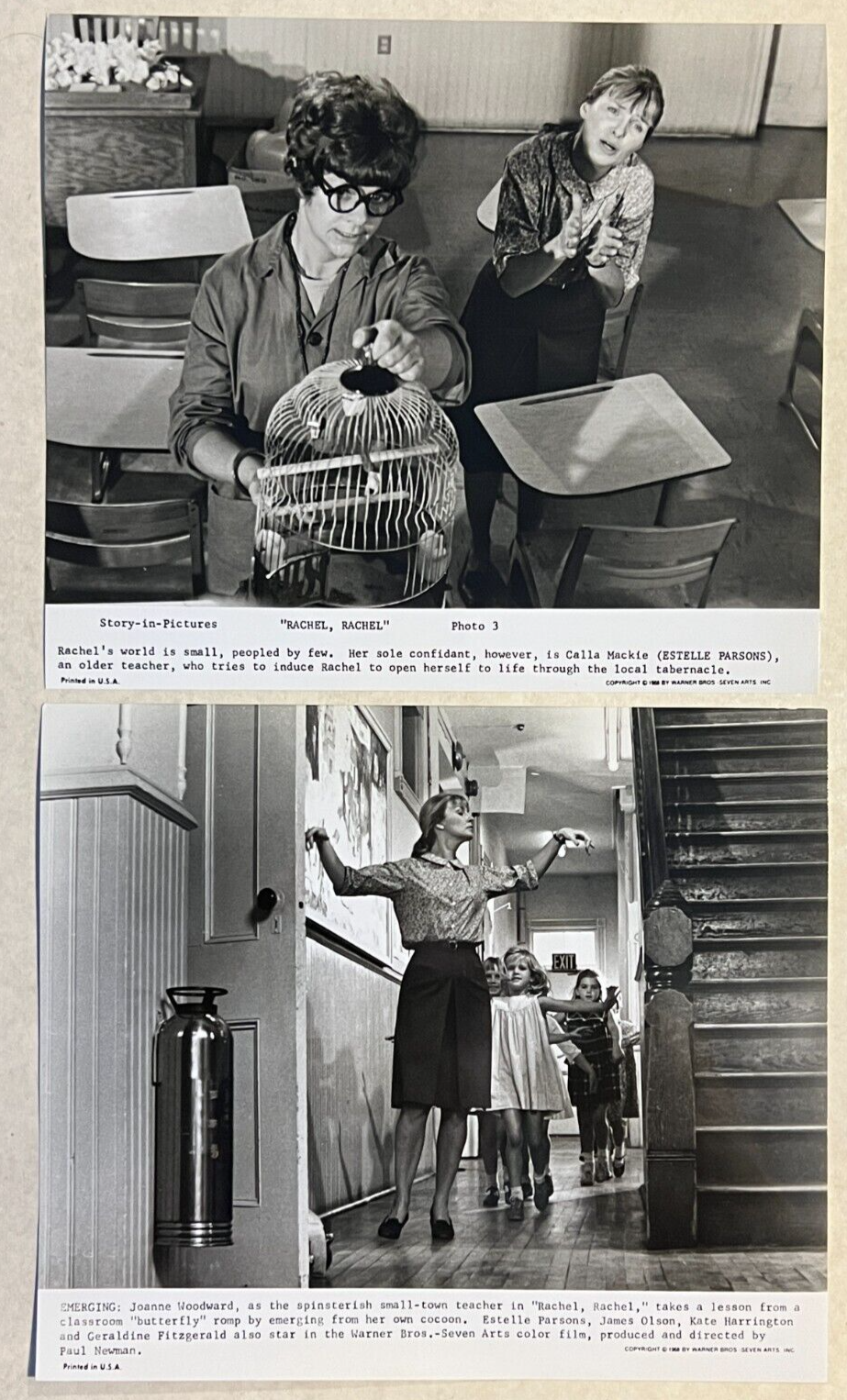 *Paul Newman&#39;s RACHEL, RACHEL (1968) Two 8x10s Joanne Woodward &amp; Estelle... - $35.00