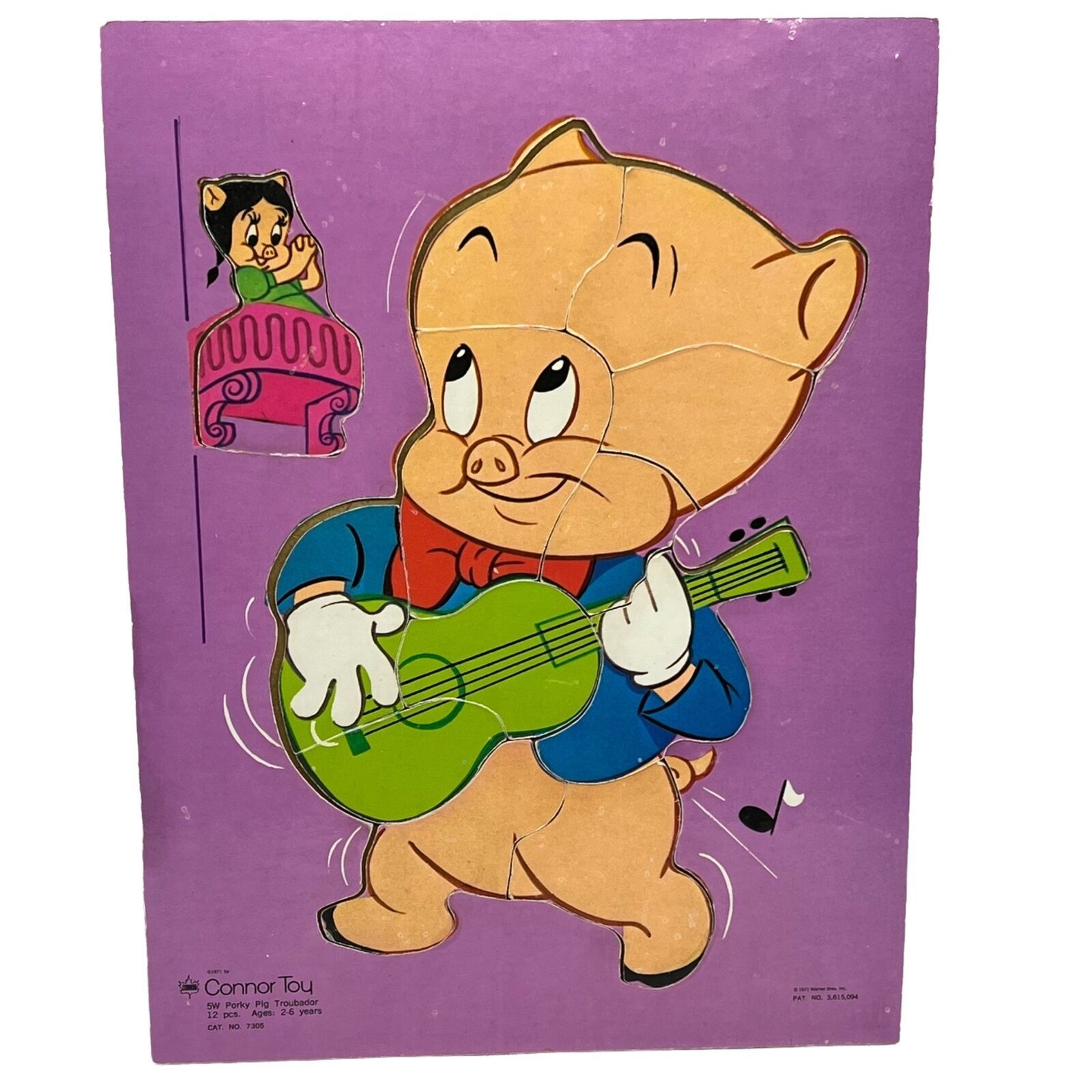 Connor Toy Porky Pig Troubador Warner Bros. 12 Pc. Wooden puzzle - $11.52