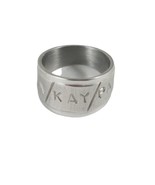 Vintage Womens Silver Tone Stainless Steel? Ring w/Ken Kay Pat Names Siz... - $534.86 MXN