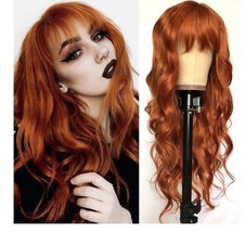 QD-Tizer Ginger Orange Color Loose Wave Hair Replacement Wigs for Fashion Women - £15.64 GBP