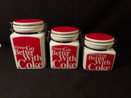Set of 3 Coca Cola Brand Canisters Air Tight Things Go Better Coke 2008 ... - $67.72