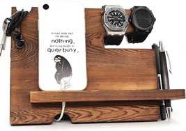 Ku-Dayi Wooden Desk Docking Station, Nightstand Organizer With Coaster -Husband - £28.94 GBP