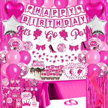 Pink Birthday Party Decorations for Girls - (Total 85Pcs) Pink Glitter Happy Bir - £38.44 GBP