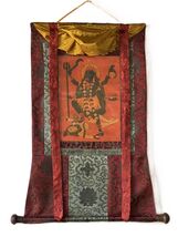 KALI MAHAKALI GODDESS HAND-PAINTED THANGKA WITH SILK BROCADE HINDU BUDDH... - $2,986.35 MXN