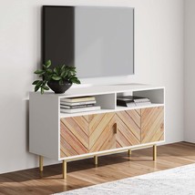 Nathan James Izsak Media Console, Tv Stand, Entertainment, Brown/White/Gold - £81.43 GBP