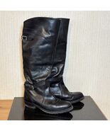 Frye Dorado Leather Riding Boots Womens Size 7 Black Rabbit Fur Lined We... - €131,07 EUR