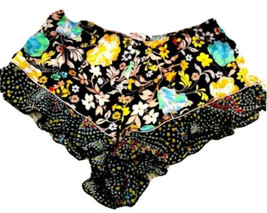 Victoria’s Secret Silky Satin Floral Print VS Logo Ruffle Trim Shorts Si... - £11.57 GBP