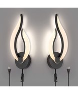 Black Wall Light Modern LED Wall Lamps for Bedrooms Set of 2, Plug in Wa... - $79.19