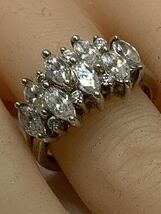 Sterling Silver Cubic Zirconia DQ Ornate Pronged Ring Size 7.5.   4/23 - $78.48