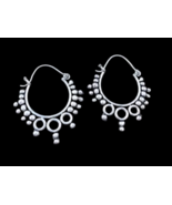 Earrings ethno color silver retro gothic boho hippie Handmade India - $20.00
