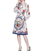 Women&#39;s Floral print Neck Tie Long sleeve Dress Size M/L - £25.86 GBP