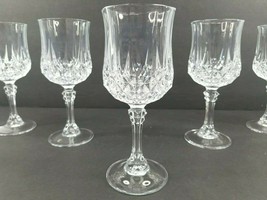 Cristal D&#39;Arques Longchamp 1) Pitcher 8) Water Goblets Set Clear Etch Cut Glass - £63.04 GBP