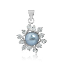 Artisan Crafted White Gold Plated Pearl and CZ Pendant Jewelry - £9.97 GBP