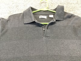 Haggar Mens Size XL Black Glen Check Long Sleeve Polo Shirt 2 Button Split hem - £8.69 GBP