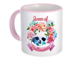 Queen of Halloween : Gift Mug Flower Skull Fall Autumn For Her Feminine - £12.68 GBP
