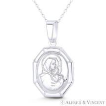 Baby Jesus &amp; Blessed Virgin Mother Mary Cameo .925 Sterling Silver Medal Pendant - £21.63 GBP+