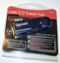 GigaWare -  USB 2.0 4-Port Travel Hub- Blue - 4 UBS Ports - Retractable Cable - £9.02 GBP