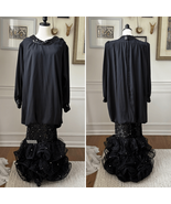 Vintage 80s Chez California by Tandy Black Shift Mermaid Ruffle Dress 1X - $74.92 CAD