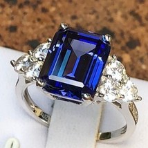 Bague pour femme en saphir bleu créé par le laboratoire d&#39;émeraude 4 carats... - £123.35 GBP