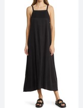 Nordstrom Women&#39;s Black Linen Blend Sleeveless Midi Dress Pockets M NWT - £33.62 GBP