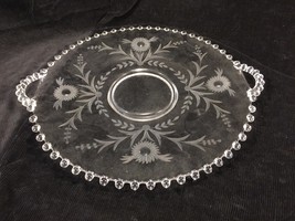 Candlewick Clear Glass Serving Platter With Etched Flower Design And Handles 14&quot; - £31.96 GBP