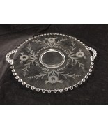 Candlewick Clear Glass Serving Platter With Etched Flower Design And Han... - £31.96 GBP