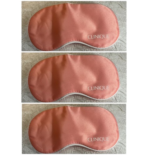 3 x Clinique Plush Pink Stain White Trim Eye Mask Sleep Eyemask Silky Ne... - $8.86