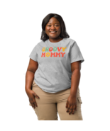 Women’s Organic Ribbed Neck T-Shirt – Groovy Mommy (Heather Grey) - $54.99