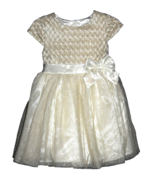 Nannette Kids Toddler Ivory Dress with Toole Overlay Gold Glitter Detail... - £17.67 GBP