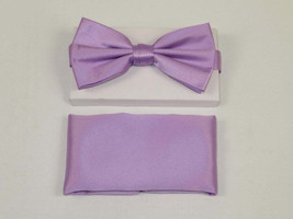Men&#39;s Bow Tie and Hankie by J.Valintin Collection #92498 Solid Lilac Satin - £15.70 GBP