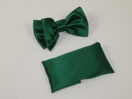 Men's Satin Silky Bow Tie Hankie by J.Valintin Collection #2046-1 Emerald Green image 2