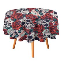 Mondxflaur Skull Rose Tablecloth Round Kitchen Dining for Table Decor Home - £12.71 GBP+