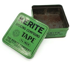 Green Kerite Splicing Compound Tape Advertising Empty Tin Decor - £10.15 GBP