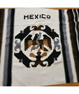 Vintage Mexico Handmade Mexican Blanket Black Brown White 49x80&quot; - €29,31 EUR