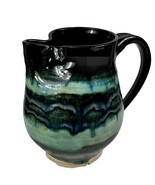 Studio Art Pottery Green &amp; Blue Drip Glazed Ceramic Pitcher Signed “H Ca... - £32.35 GBP