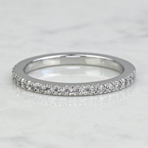 0.20Ct Real Moissanite Tester Pass Petite Pave Band Ring 14K White Gold Plated - £97.15 GBP