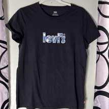 Levis Womens Black Sparkle Logo Perfect Tee Shirt Medium - £9.40 GBP