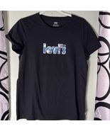 Levis Womens Black Sparkle Logo Perfect Tee Shirt Medium - £9.18 GBP