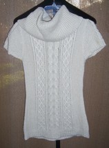 BCBG Max Azria Cream Wool Blend Knit Turtleneck Sweater Dress Misses Medium - $18.80