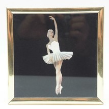 Vintage Marche Arrière Imprimé Ballerine Danseuse En Or Cadre - $58.42