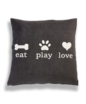 Square Dog Pillow Bed Cotton Polyester with Sentiment Black Oversize 30" x 30"