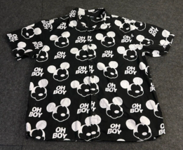 Neff Disney Mickey Mouse Oh Boy Men&#39;s Button Short Sleeve Black Shirt Size Large - £11.82 GBP