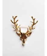 Unisex Animal Christmas Xmas Popular Cute Gold Deer Antlers Head Pin Bro... - £12.88 GBP