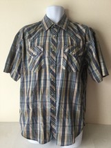 Cobra Creek Mens Shirt Large  Pearl Snap Short Sleeve  Plaid Western  - £9.40 GBP